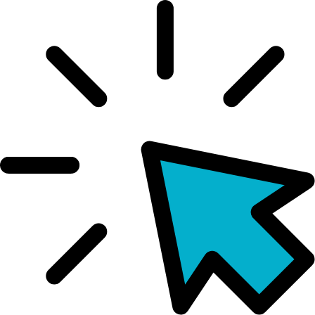 青い矢印カーソルのクリックアイコン